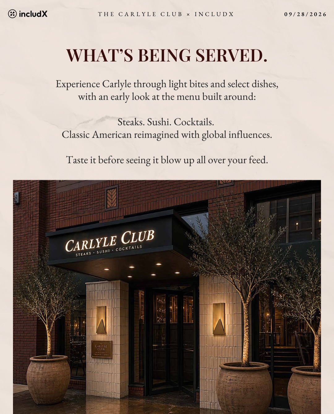 Entrance to The Carlyle Club in River North, Chicago