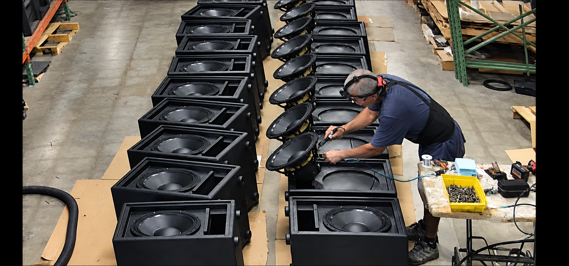 Infinite speaker systems being assembled in the Miami workshop